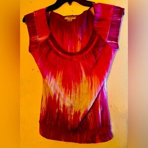 Self Esteem Pink and White Top, Size Medium